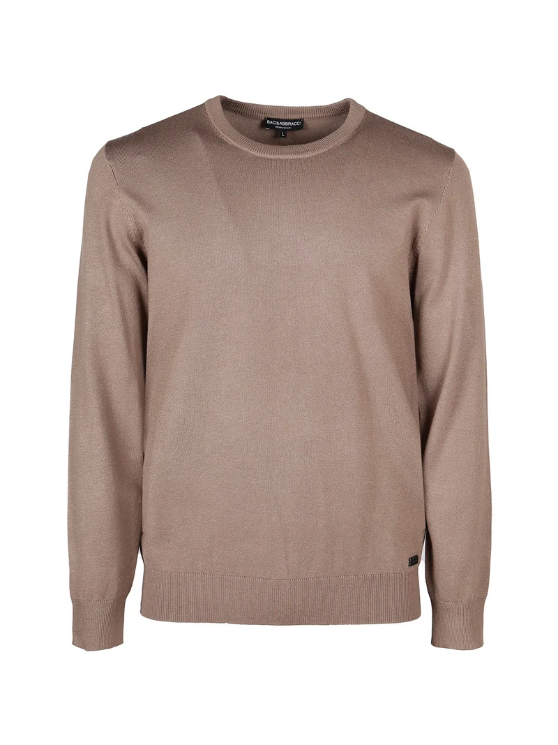 Pullover girocollo da uomo in maglia - cammello