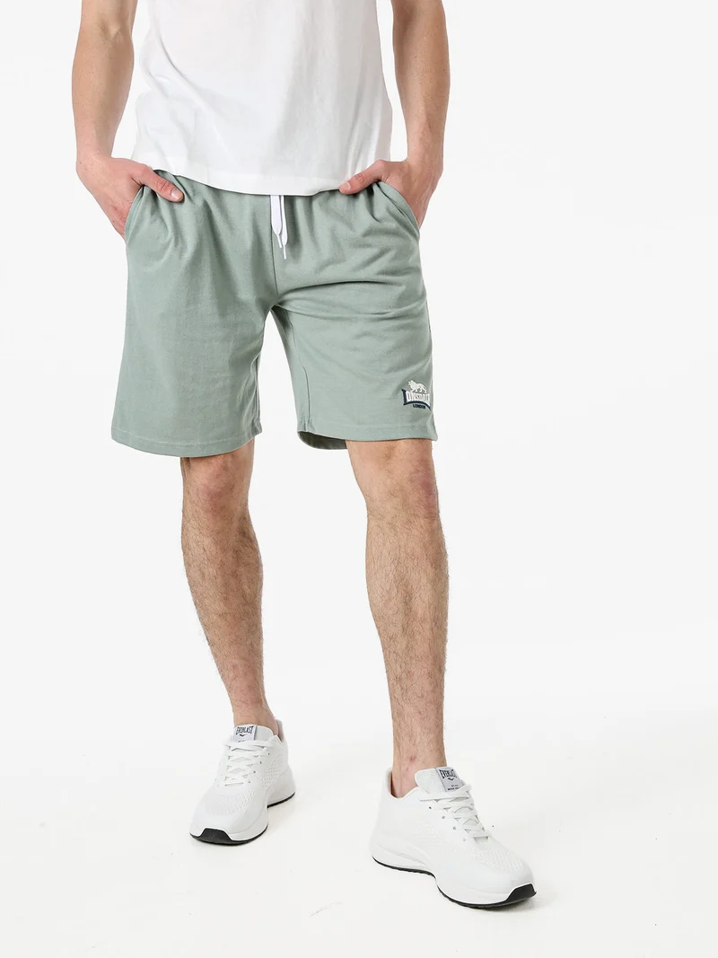 Bermuda sportivi da uomo in misto cotone con coulisse e logo - pistacchio