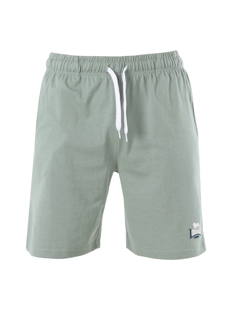 Bermuda sportivi da uomo in misto cotone con coulisse e logo - pistacchio