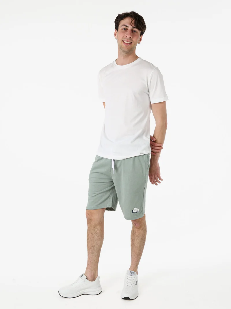 Bermuda sportivi da uomo in misto cotone con coulisse e logo - pistacchio
