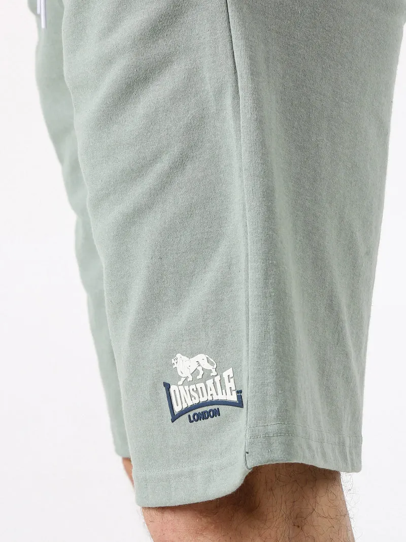 Bermuda sportivi da uomo in misto cotone con coulisse e logo - pistacchio