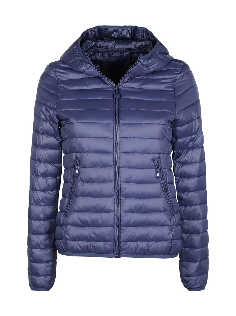 Piumino donna leggero con cappuccio - blu
