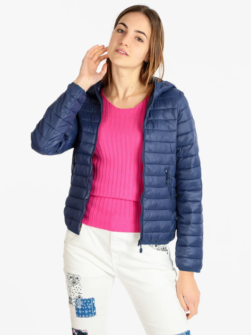 Piumino donna leggero con cappuccio - blu