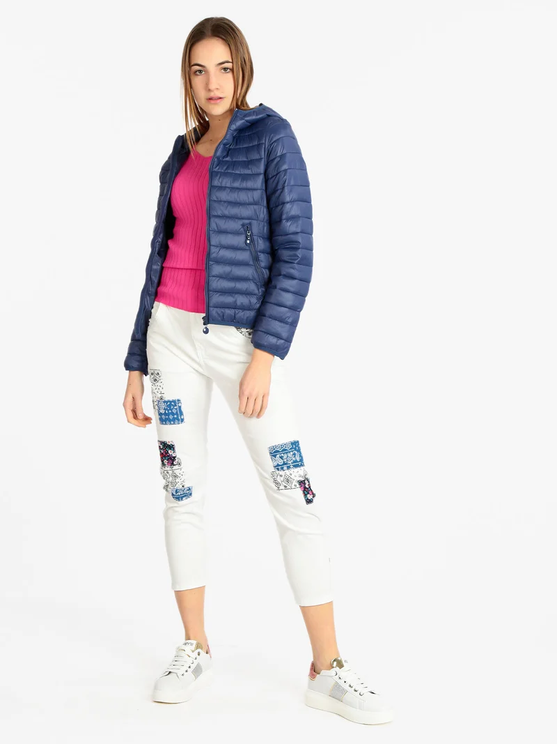 Piumino donna leggero con cappuccio - blu