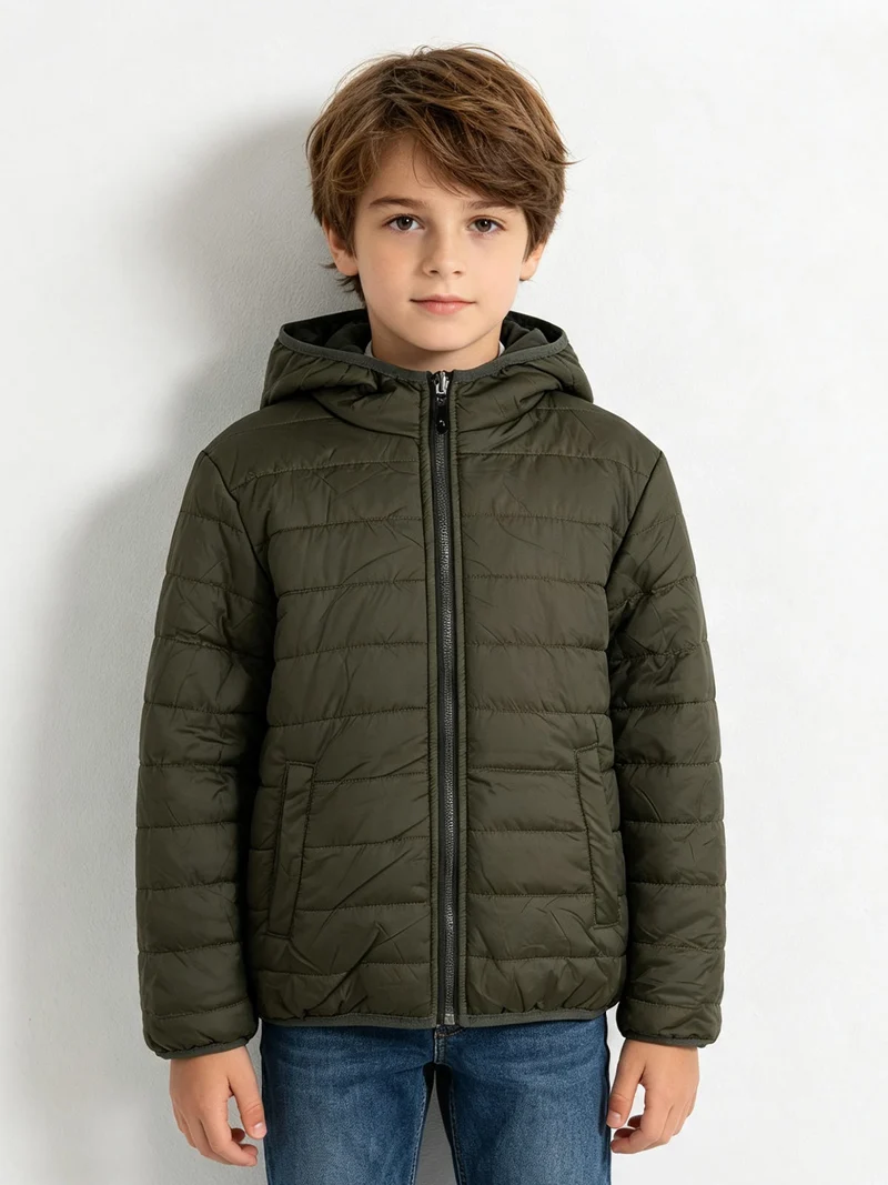 Giubbotto da bambino reversibile con cappuccio - militare