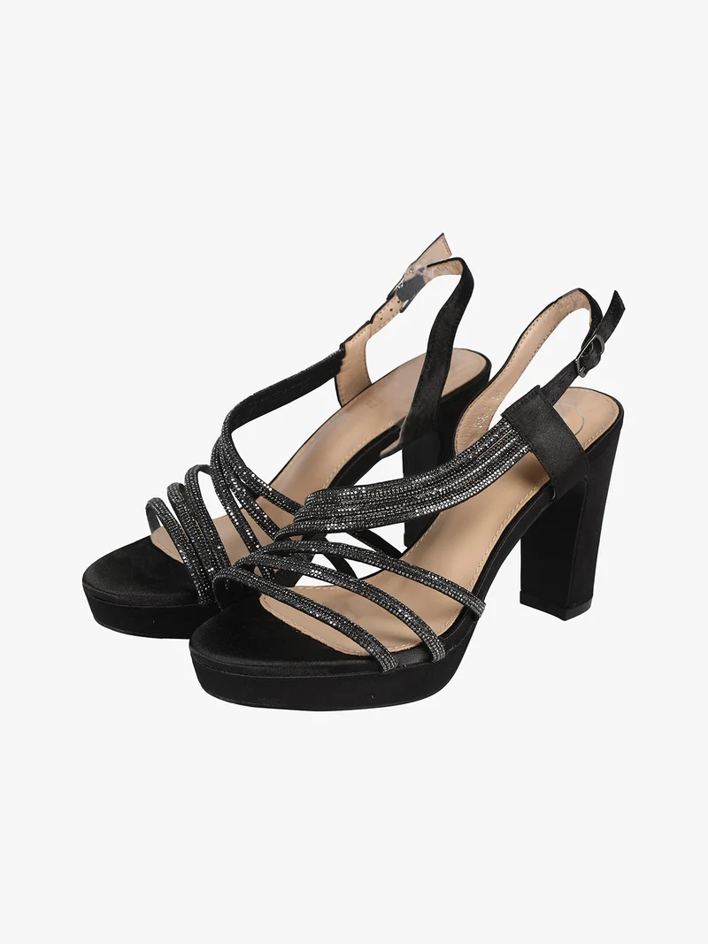 Sandali donna con tacco e plateau - nero