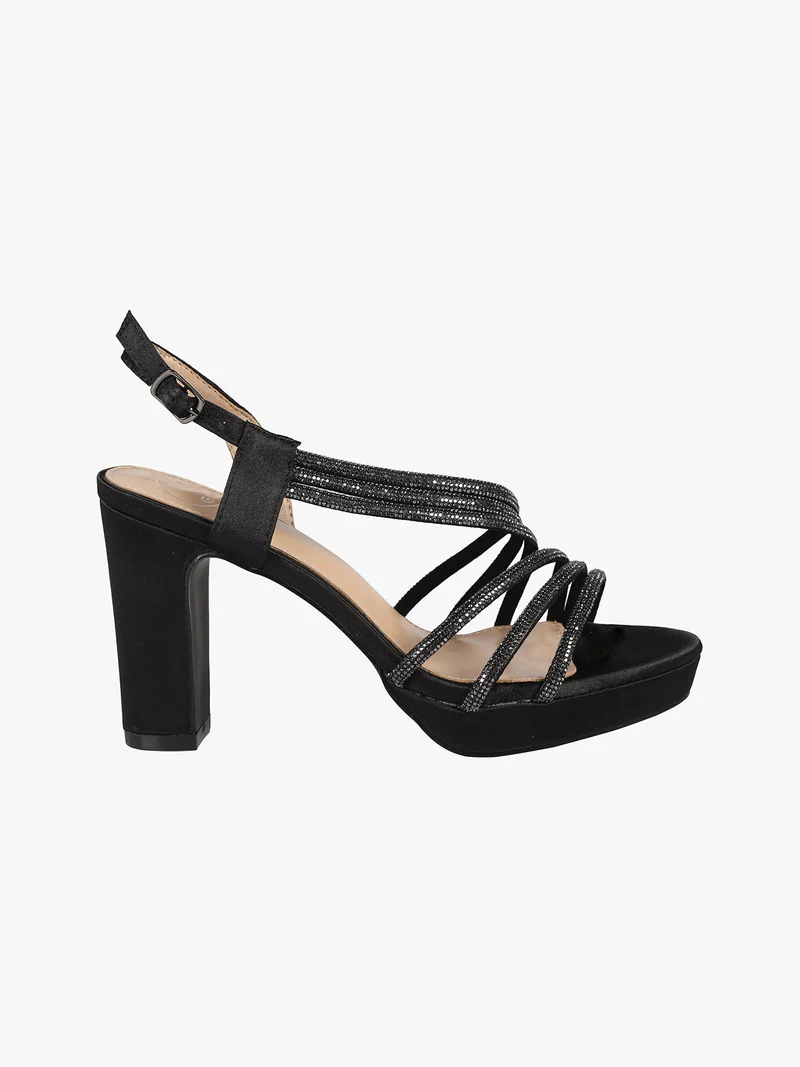 Sandali donna con tacco e plateau - nero