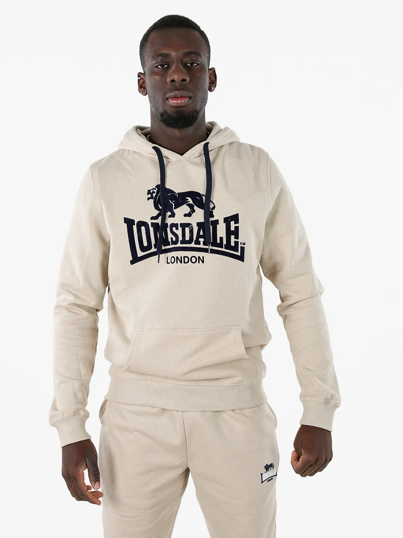 Felpa sportiva da uomo con cappuccio e logo - beige