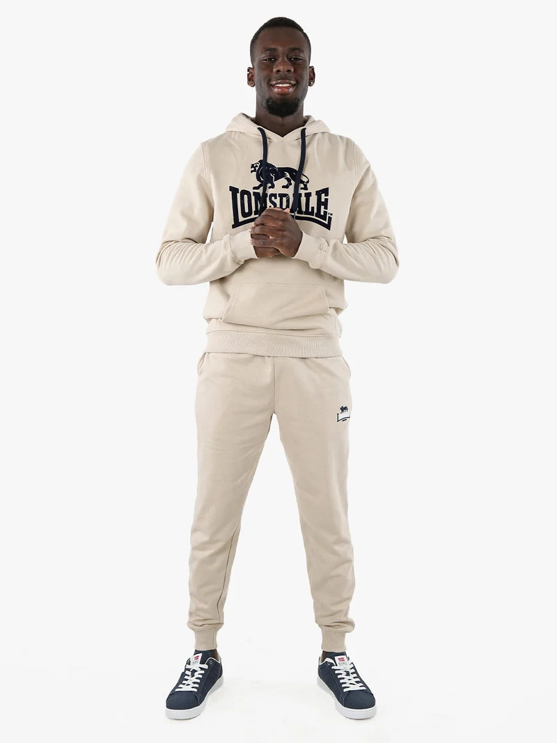 Felpa sportiva da uomo con cappuccio e logo - beige