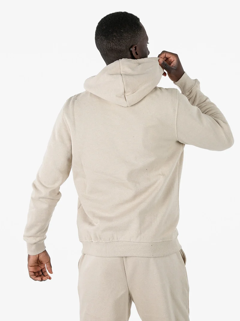 Felpa sportiva da uomo con cappuccio e logo - beige