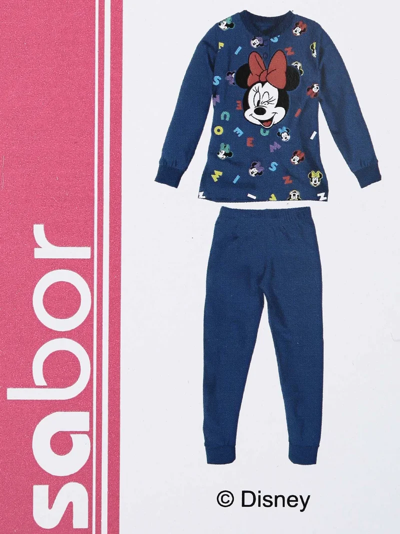 Minnie pigiama bimba in cotone felpato - blu scuro