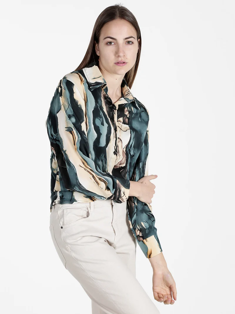 Camicia da donna a maniche lunghe - multicolore