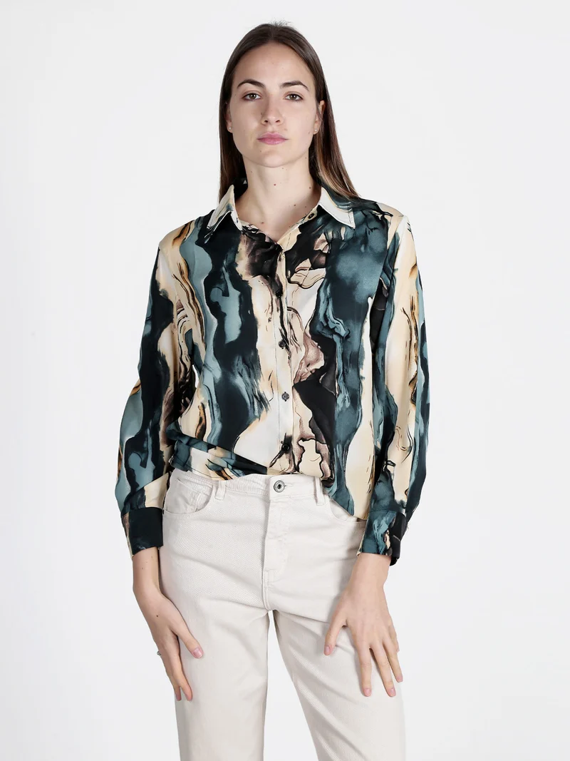 Camicia da donna a maniche lunghe - multicolore