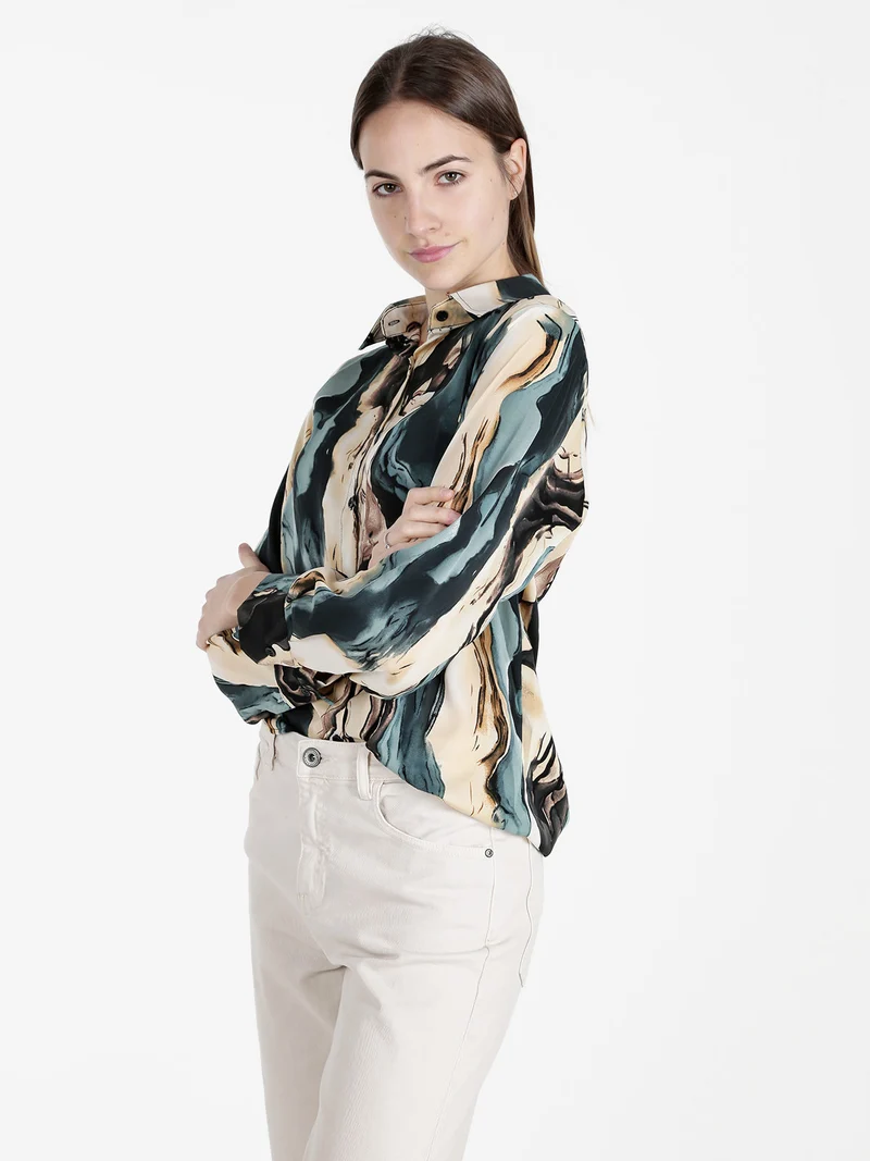 Camicia da donna a maniche lunghe - multicolore