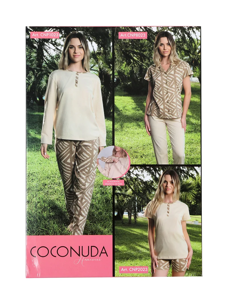 Pigiama corto da donna in cotone con t-shirt e shorts a stampa - rosa