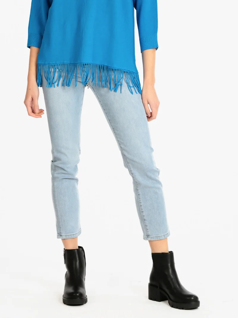 Jeans donna modello regular con ricami - jeans