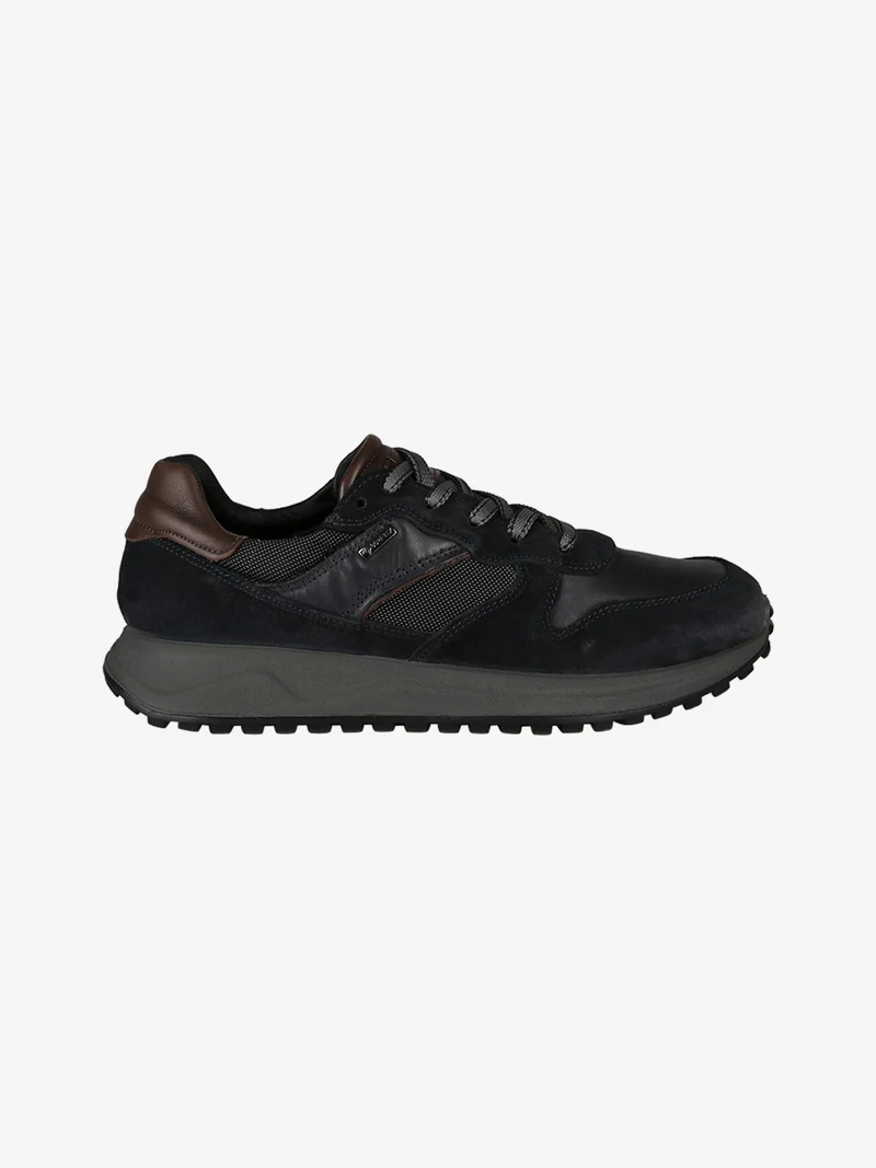 Sneakers uomo stringate in pelle scamosciata - blu scuro