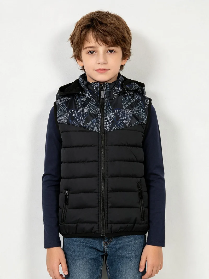 Gilet imbottito da bambino con cappuccio - blu