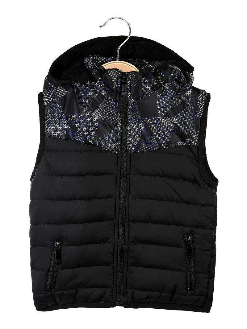 Gilet imbottito da bambino con cappuccio - blu