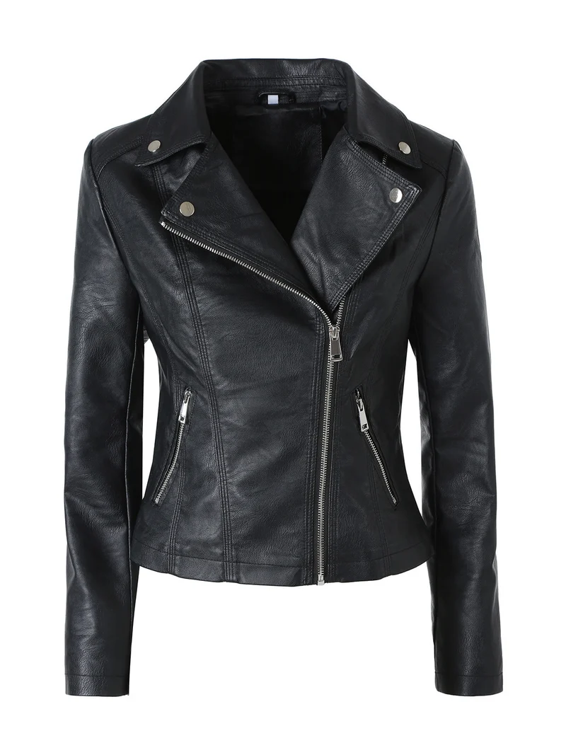 Giacca da donna biker in ecopelle - nero