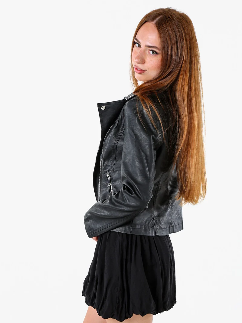 Giacca da donna biker in ecopelle - nero