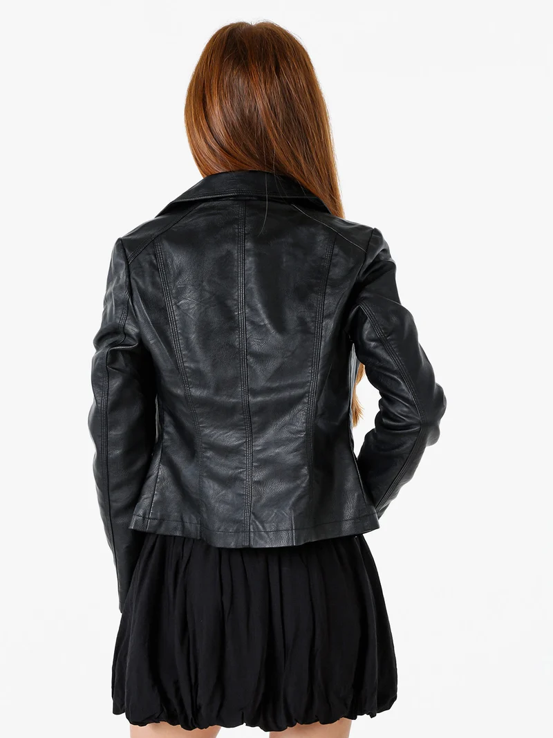 Giacca da donna biker in ecopelle - nero