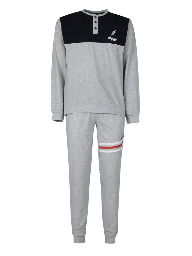 Pigiama lungo da uomo bicolor - grigio