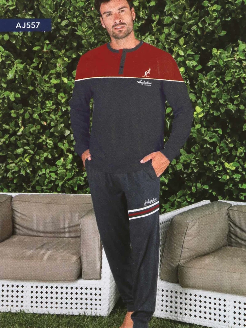 Pigiama lungo da uomo bicolor - grigio