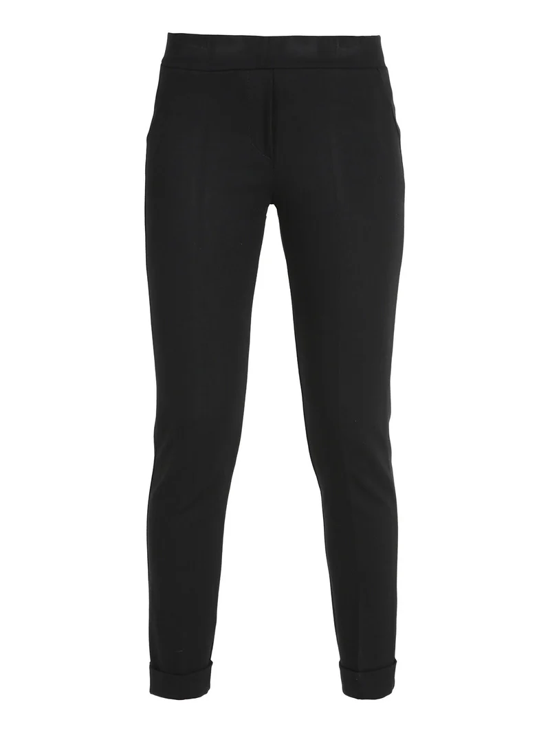 Pantaloni donna a sigaretta con risvolto - nero