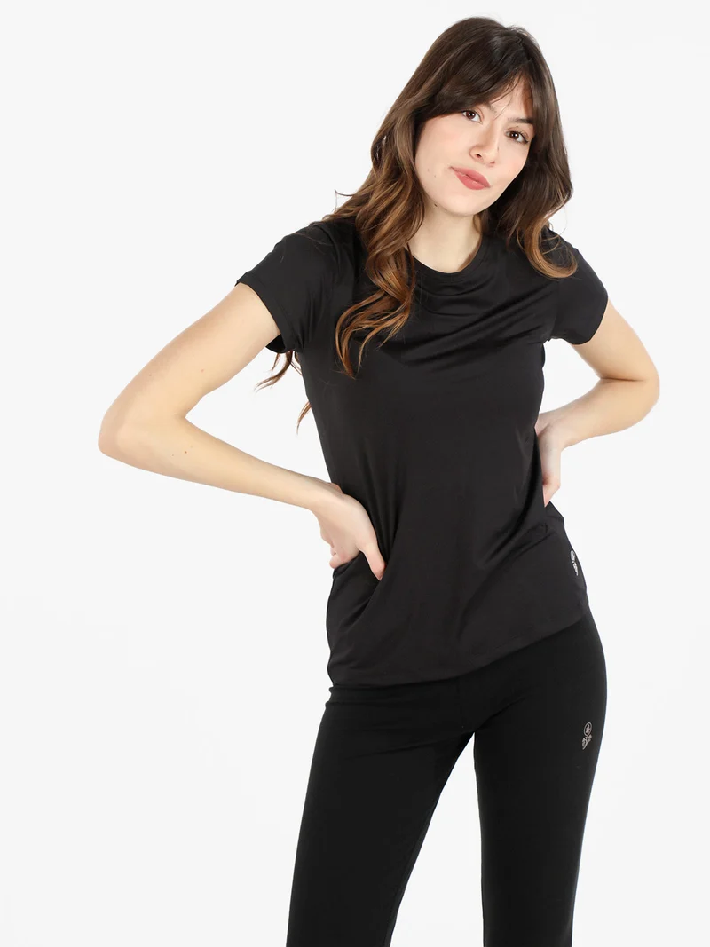 T-shirt sportiva da donna in tessuto tecnico - nero