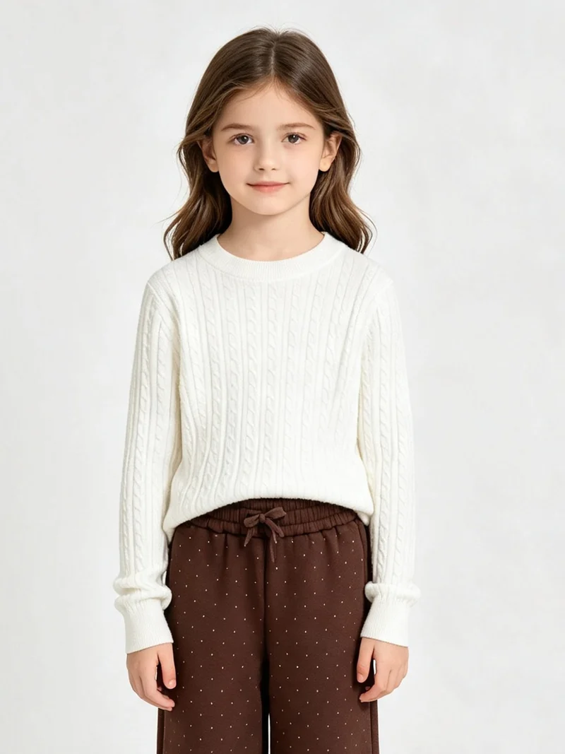 Pullover da bambina in maglia - bianco