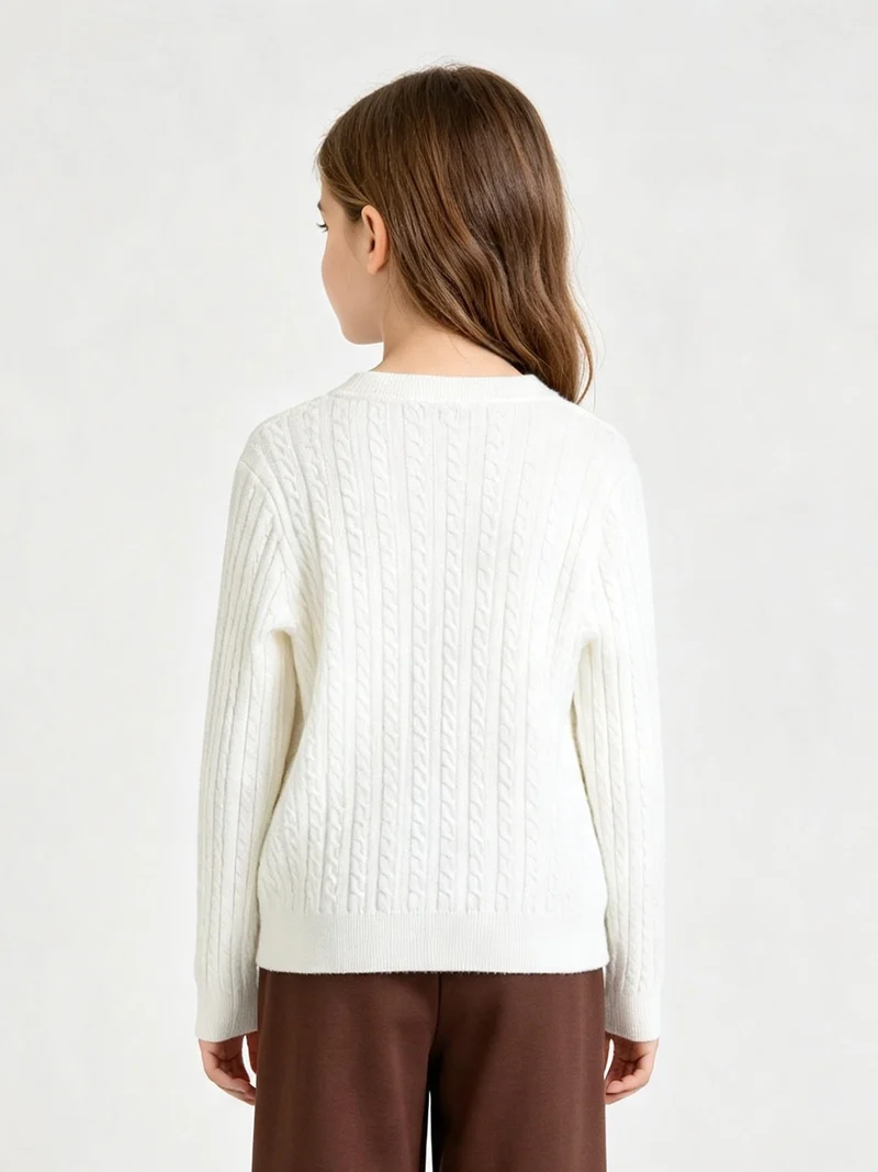 Pullover da bambina in maglia - bianco