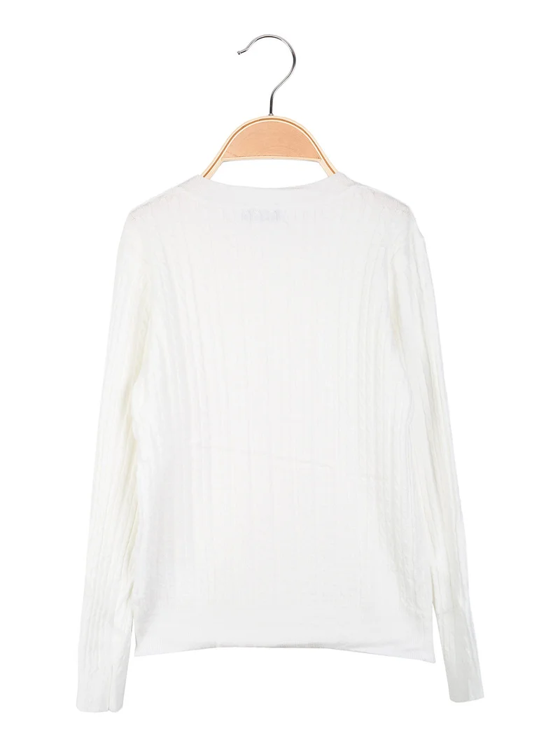 Pullover da bambina in maglia - bianco