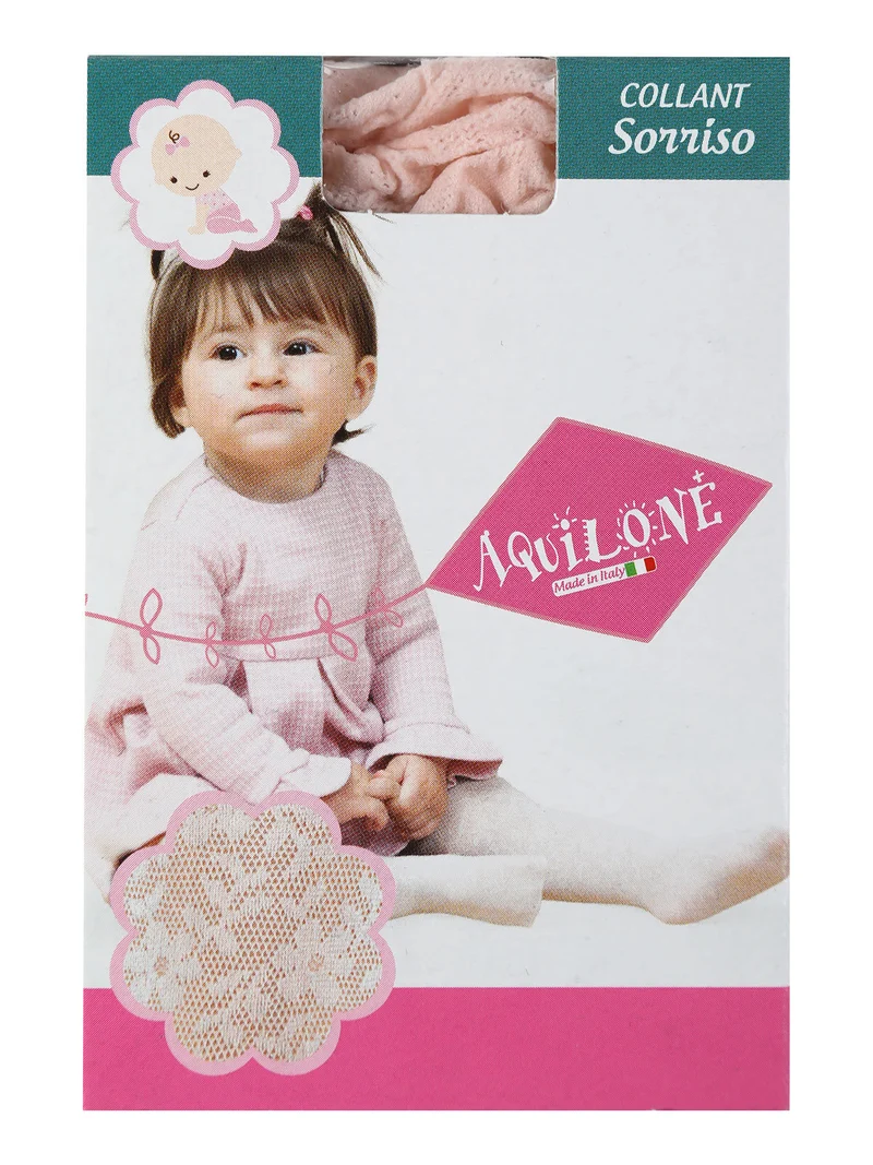 Collant con ricamo da bambina - cipria