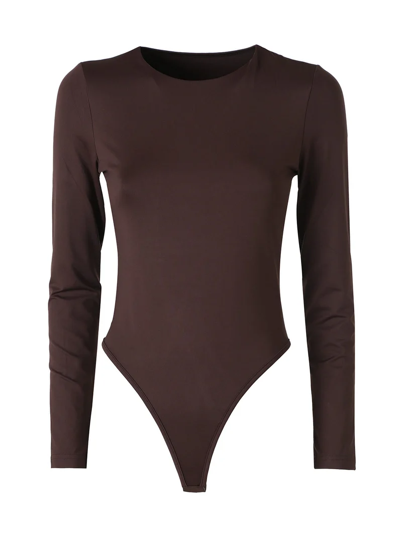 Top body da donna a maniche lunghe - moro