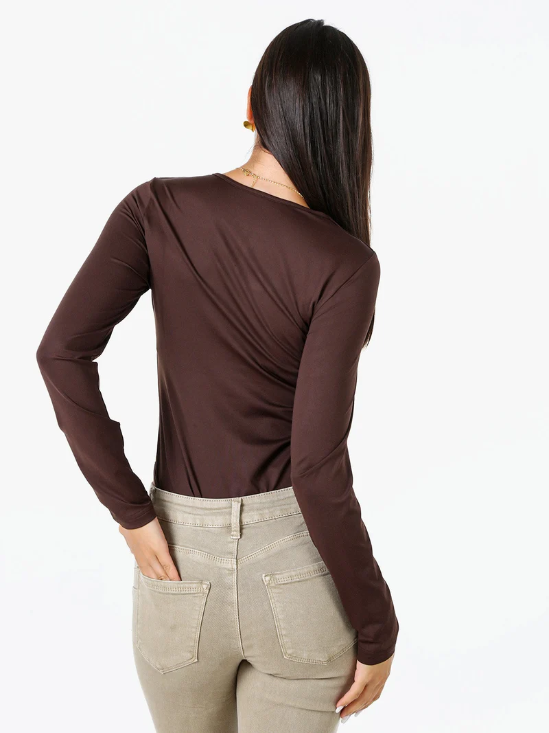Top body da donna a maniche lunghe - moro