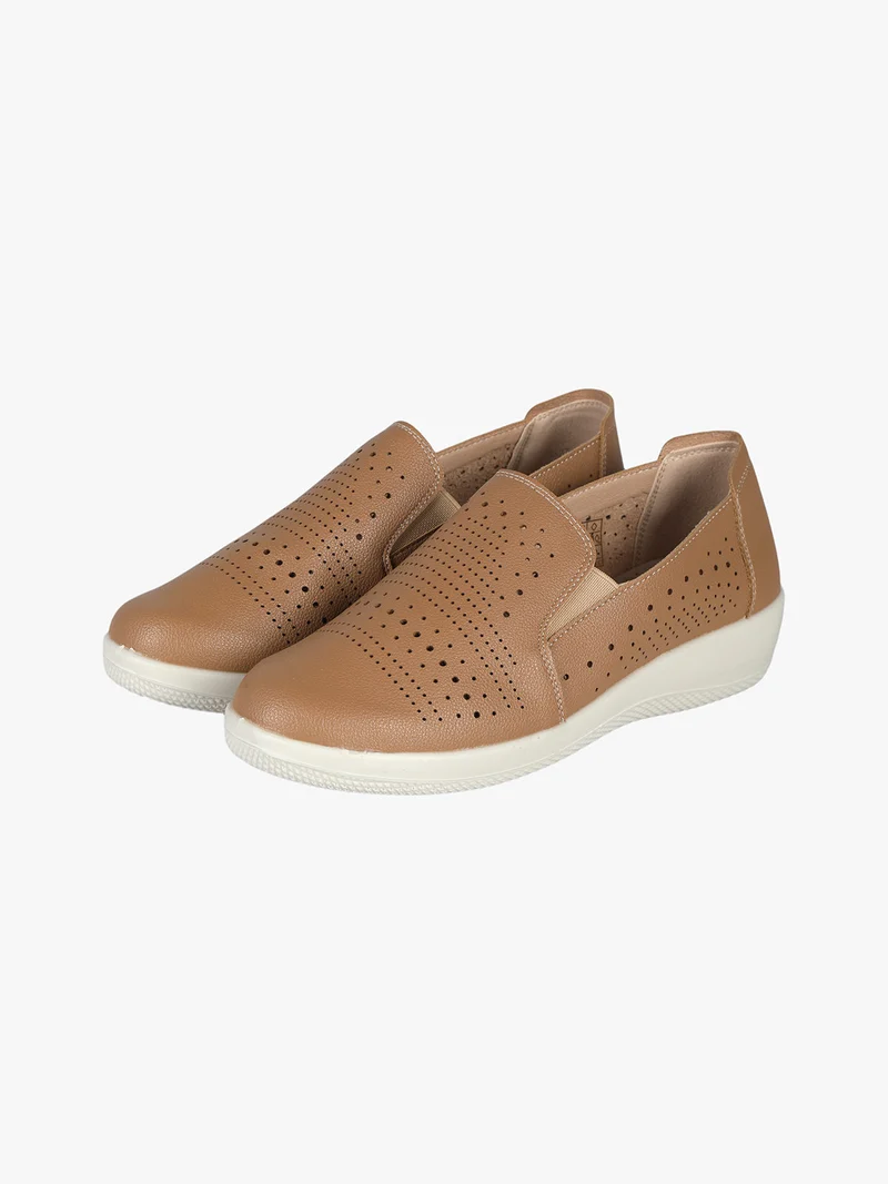 Mocassini donna comfort traforati - cammello