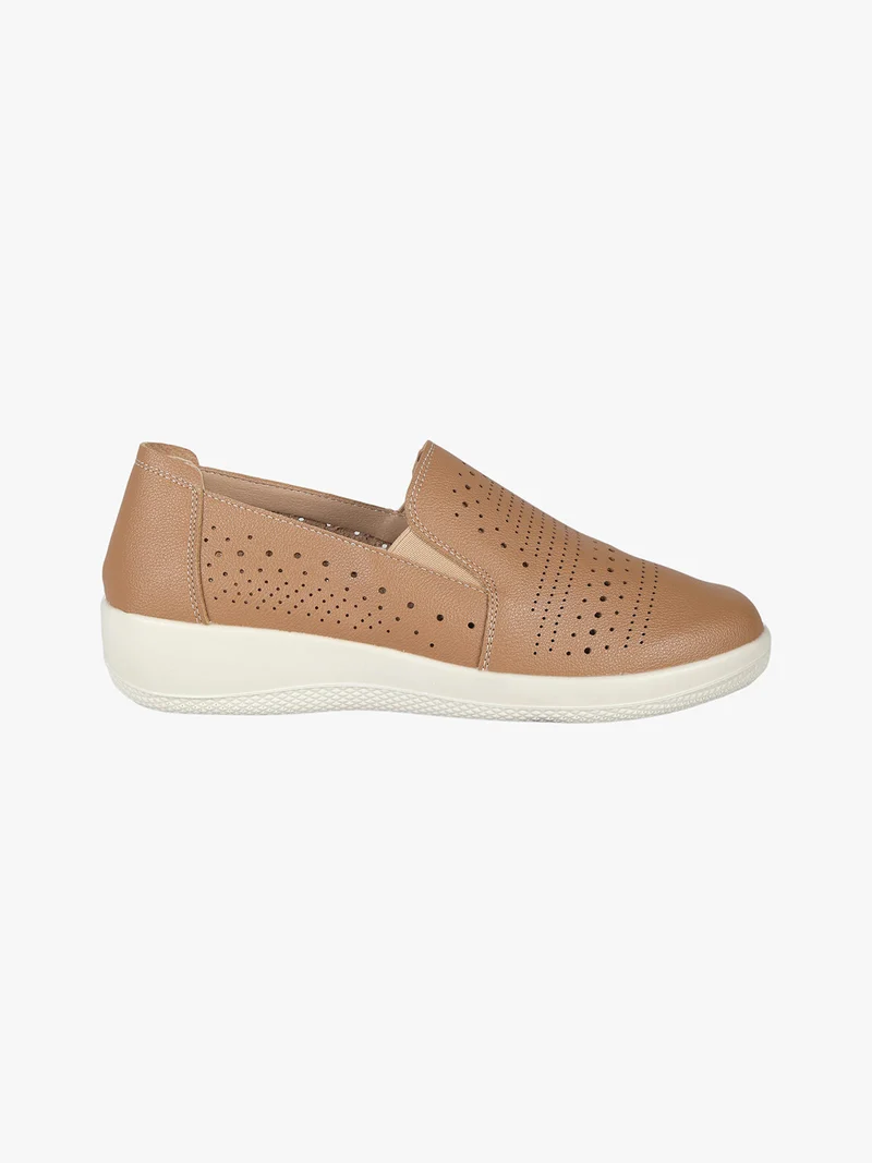 Mocassini donna comfort traforati - cammello