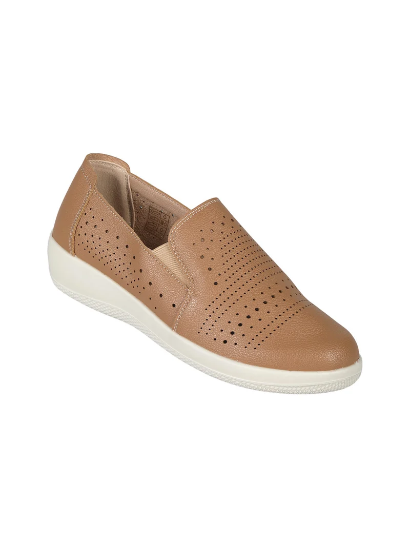 Mocassini donna comfort traforati - cammello