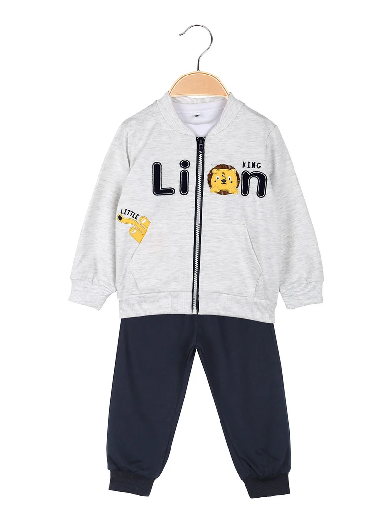 Completo 3 pezzi da neonato con chiusura zip - grigio chiaro