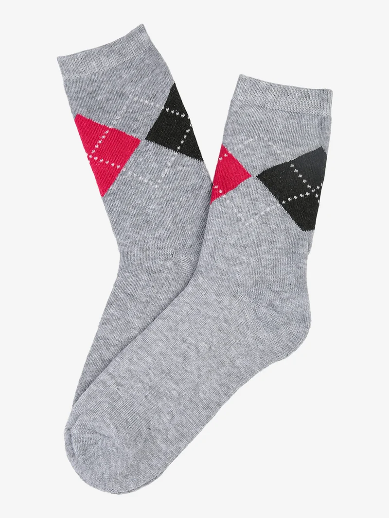 Calze corte da donna in pile a rombi - grigio chiaro