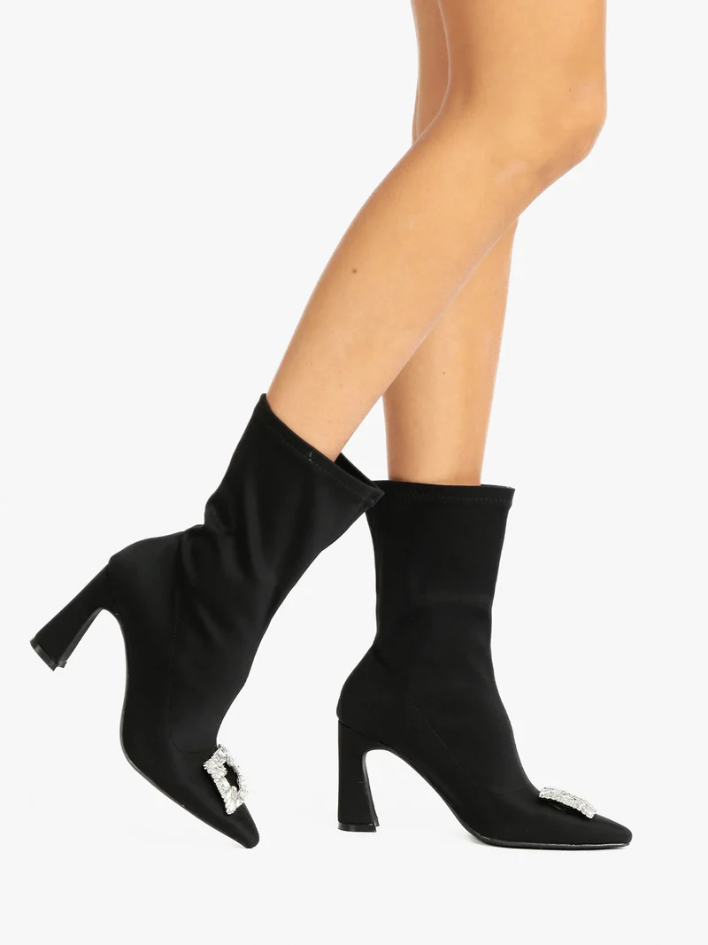 Stivaletti donna con strass - nero