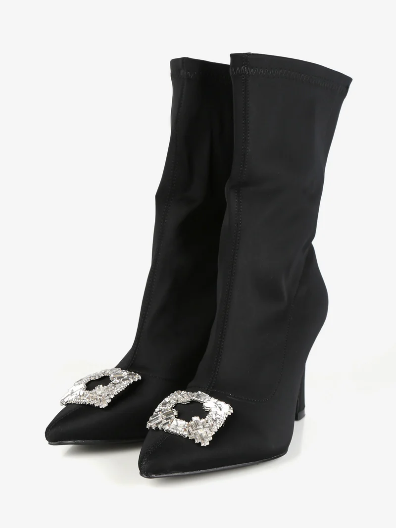 Stivaletti donna con strass - nero