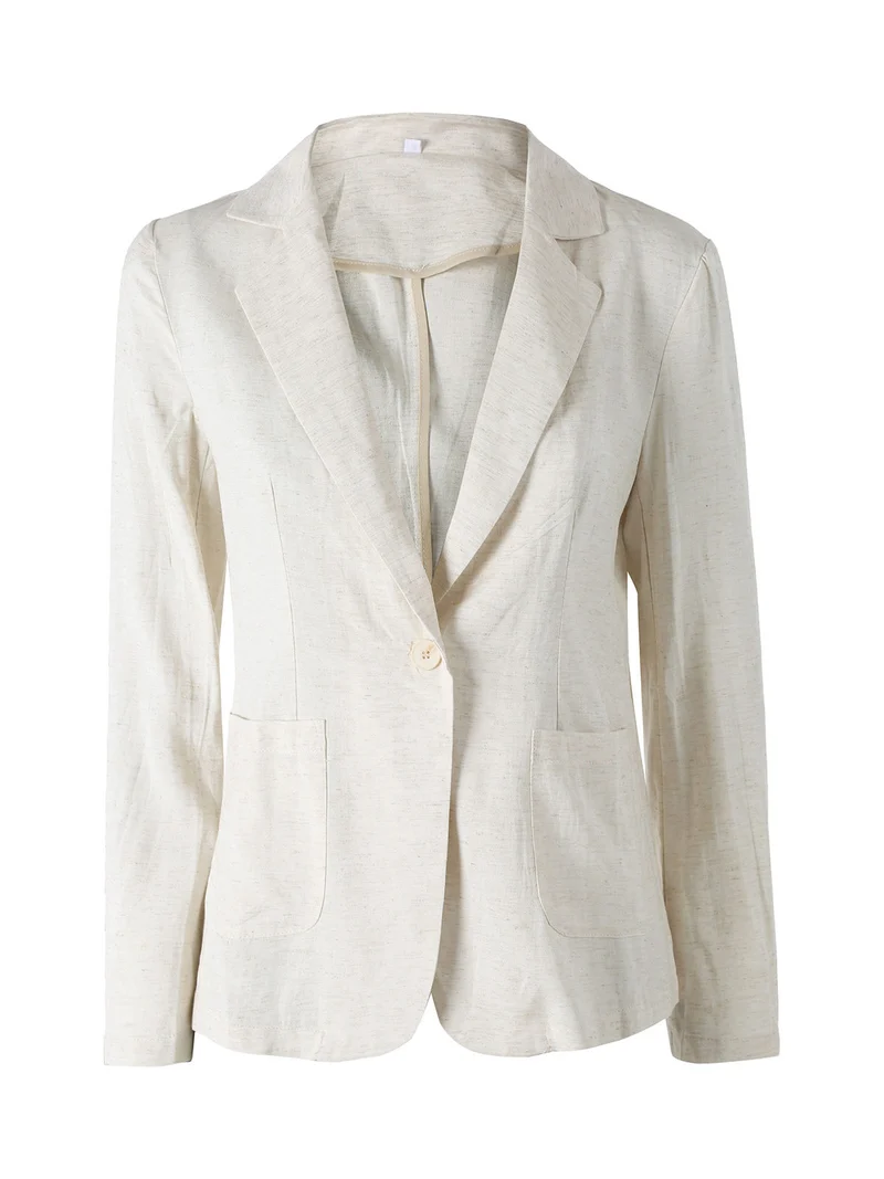 Blazer donna in misto lino con bottone - beige