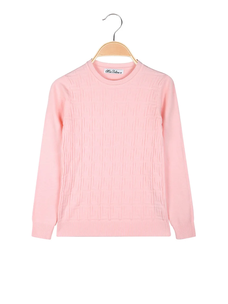 Pullover girocollo da bambina in maglia - rosa