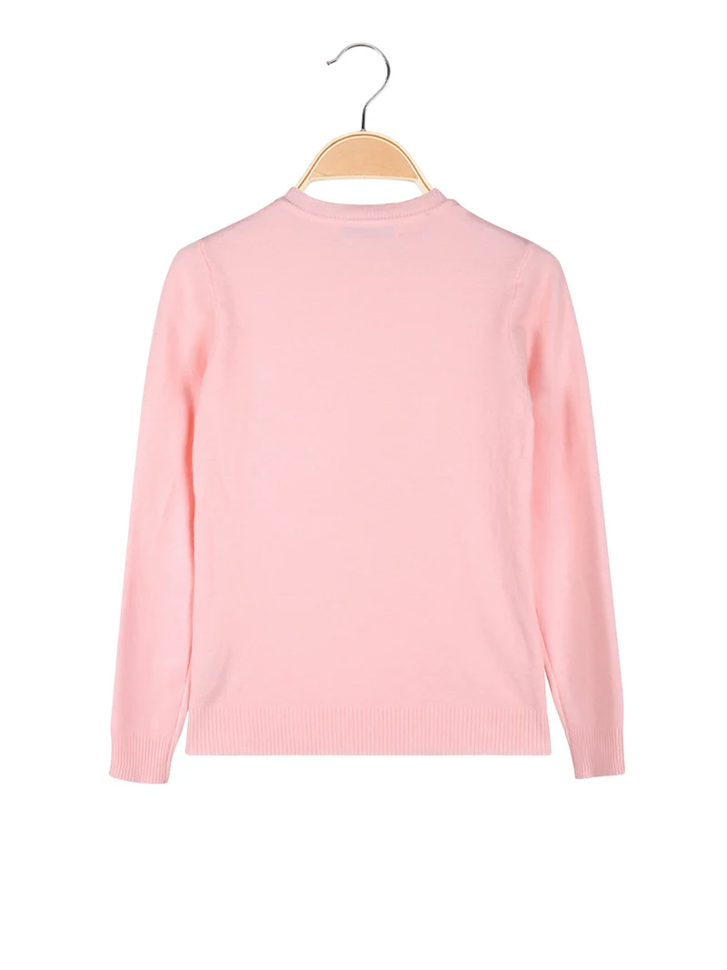 Pullover girocollo da bambina in maglia - rosa