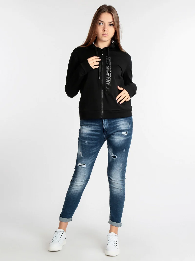 Felpa donna con cappuccio - nero