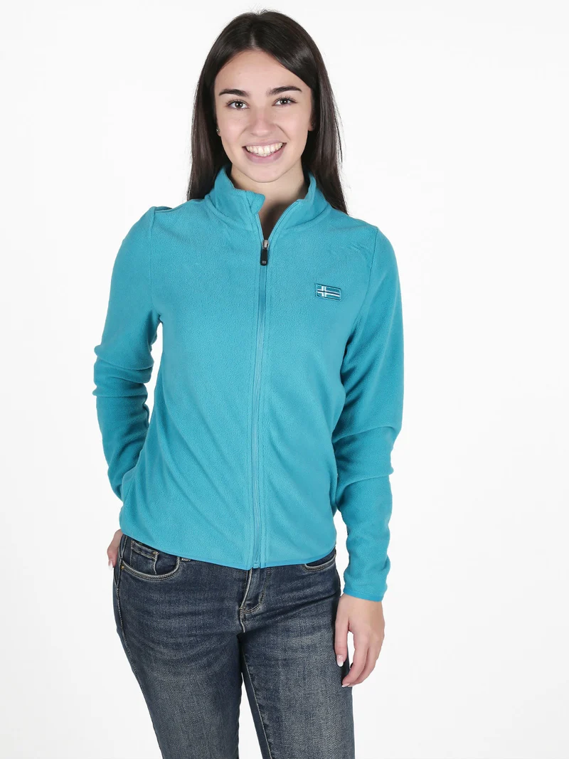 Felpa donna in pile full zip - turchese