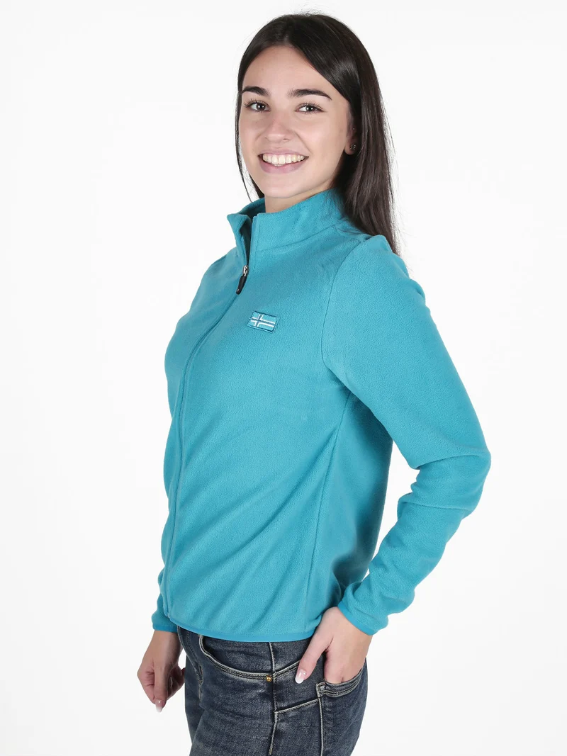 Felpa donna in pile full zip - turchese