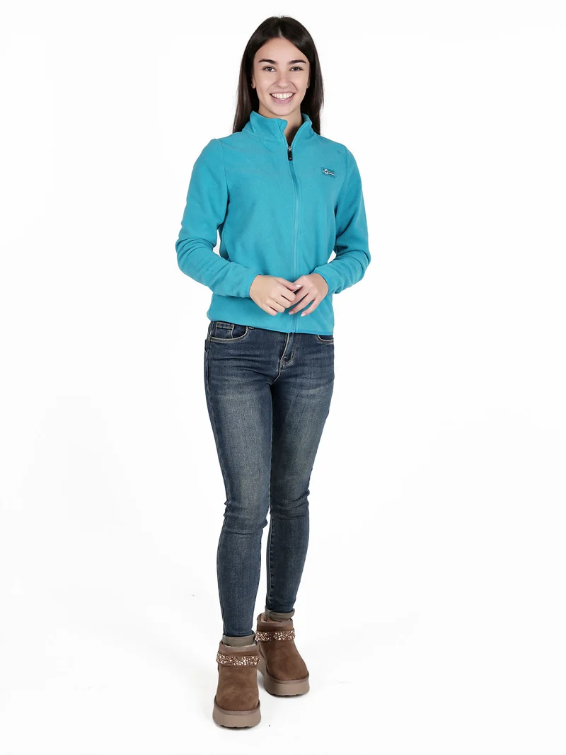 Felpa donna in pile full zip - turchese